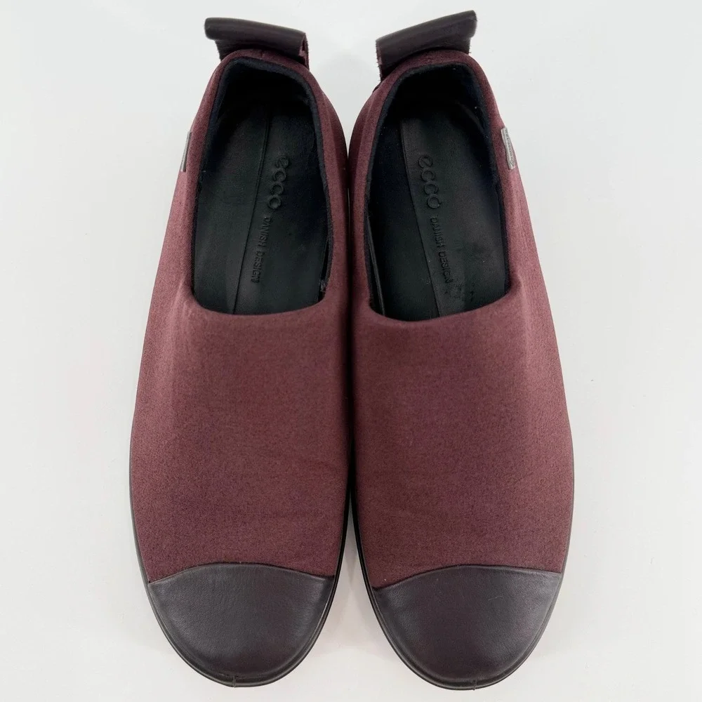 ECCO Soft 7 Gore-Tex Slip On Sneakers Fig Burgundy Waterproof Walking Shoes 38